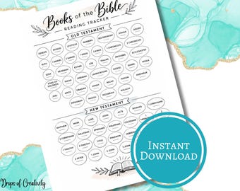 Seguimiento de lectura de los libros de la Biblia (PDF imprimible), gráfico de progreso del estudio bíblico cristiano, lista de verificación de las Escrituras (descarga digital)