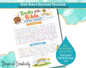 Rastreador de lectura de libros bíblicos para niños (PDF imprimible), tabla de estudio bíblico para educación en casa y escuela dominical, descarga digital cristiana