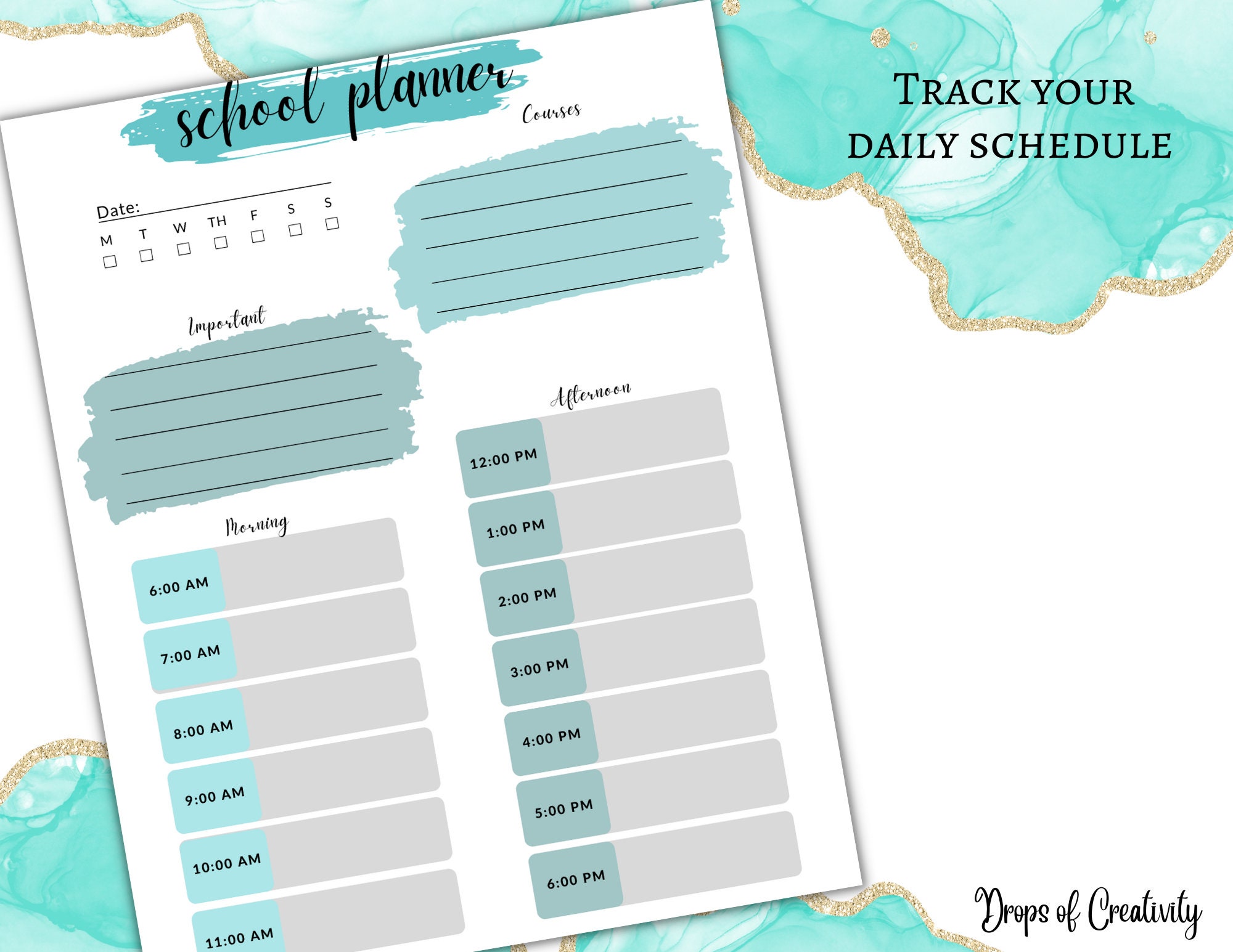 School Planner, Daily Tracker, Printable, PDF Etsy