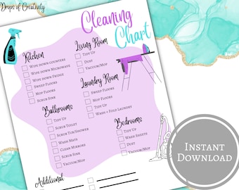 Cleaning Chore Chart: Printable Home Checklist (Instant Download)