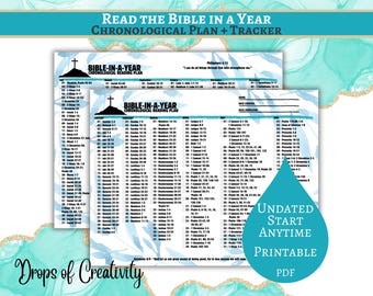 Plan de lectura cronológica de la Biblia en un año (PDF imprimible) / Registro de lectura bíblica sin fecha / Plan diario de lectura de las Escrituras / Inserto para agenda cristiana
