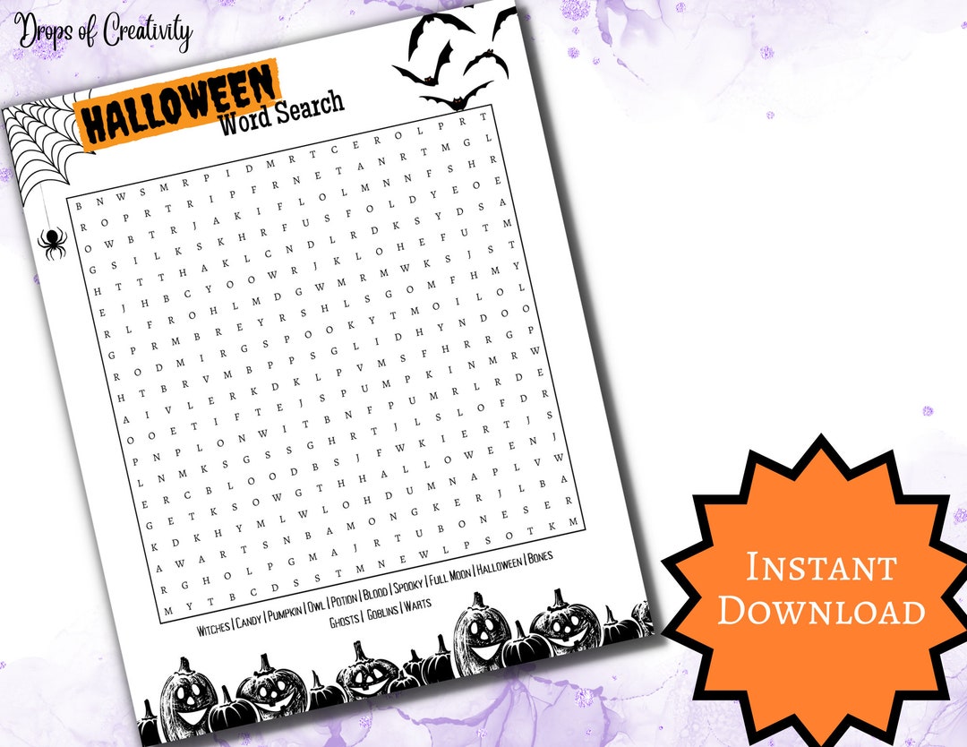 Halloween Word Search Spooktacular Fun Party Activity - Etsy