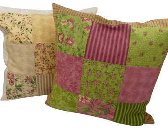 Lot de 2 housses de coussin patchwork, avec tic-tac