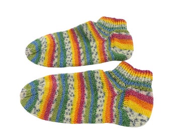Handgestrickte Sneaker-Socken, Größe 36, hochwertige 4 fädige Regia-Sockenwolle, Sommerqualität