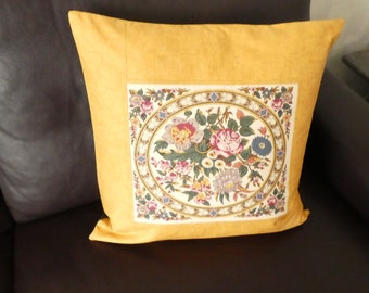 Housse de coussin en patchwork, coussin de parade, coussin décoratif, roses anglaises, 49 x 49 cm