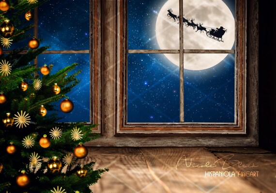 Christmas Window Scene Christmas Background Digital Etsy