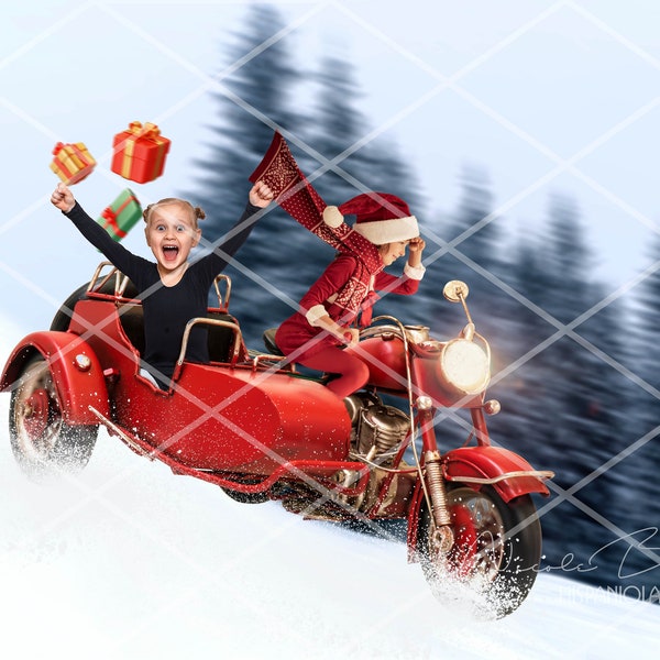 Christmas Sidecar Backdrop | Photography composites | Christmas Backdrop | Digital compositions | digital download