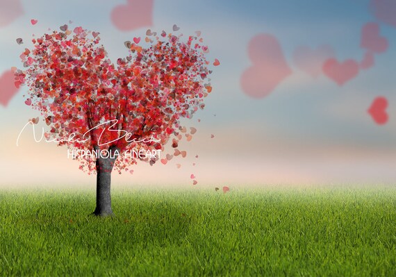 Coeur arbre numérique Amour arbre décor premade toile de fond toile de fond  numérique -  France