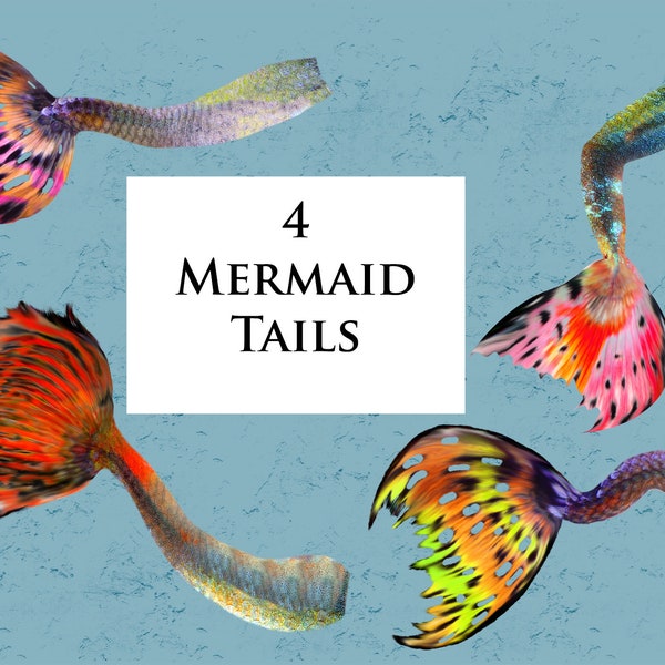 Mermaid Tail digital Overlay | Mermaid Tails PNG | Photography digital download