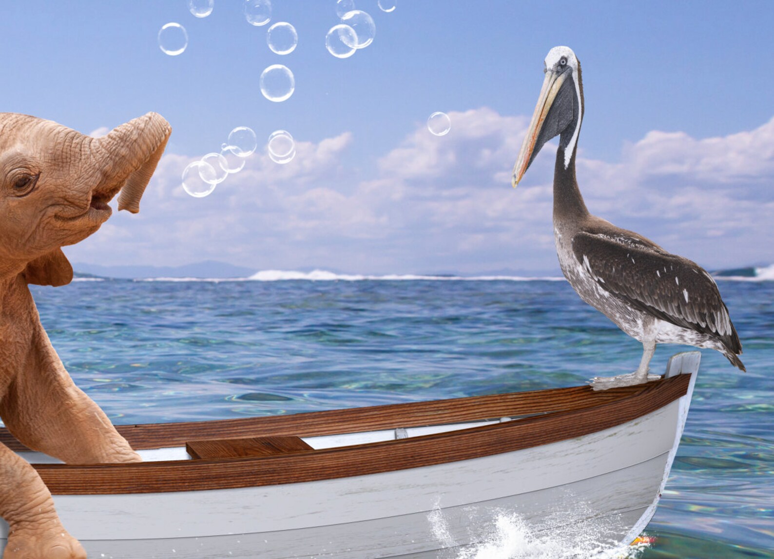 Baby Elephant in Boat Scene Premade Backdrop Elephant Etsy