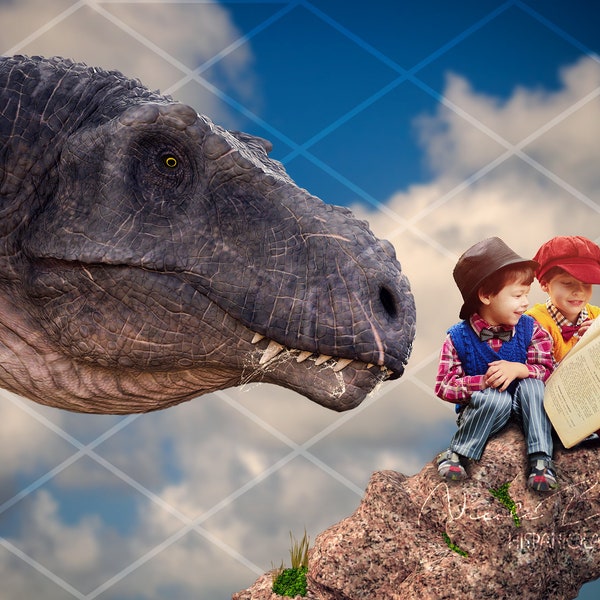 Dinosaur Head Scene digital | premade Backdrop | Dinosaur Backdrop | Photoshop Backdrop