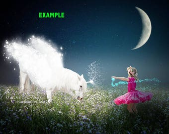 Unicorn with wings Scene | realistic Unicorn | digital Backdrop download