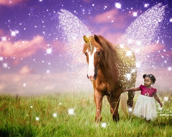 Unicorn with wings Scene | realistic Unicorn| digital Backdrop download