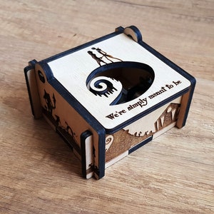 Sally & Jack Music Box: &#39;This is Halloween&#39; Song, Engraved Wooden Gift
