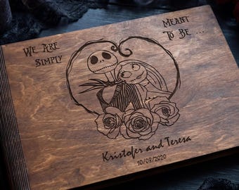 Personalized Wooden Guest Book: Halloween Wedding Photo Album