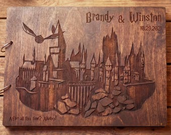Rustic Wooden Magic Castle Guest Book Photo Album
