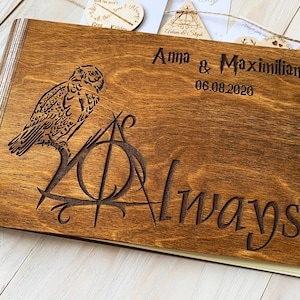 Personalisiertes Gästebuch aus Holz | Zauberhaftes Hochzeits- & Geburtstags-Gästebuch | Personalisiertes Holz Fotoalbum | Einzigartiges Gästebuch-Andenken