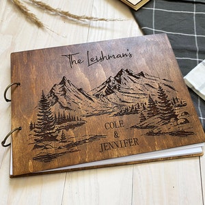 Adventure Wedding Guest Book Pine Tree Wooden Rustic Wedding Guest Book Wood Guest Book Wedding Spruce Guestbook Mountain Guestbook Forest