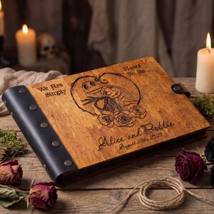 Gothic Wedding Guest Book: Personalized Wood Photo Album image 8