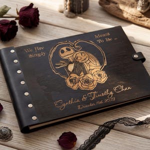 Gothic Wedding Guest Book: Personalized Wood Photo Album image 1