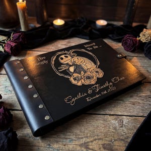 Gothic Wedding Guest Book: Personalized Wood Photo Album image 3