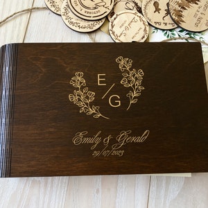 Wildflowers Wedding Photo Album Personalized Guest Book Wooden Guest Book Rustic Guest Book Flowers Guest book Wooden Photo Scrapbook camera