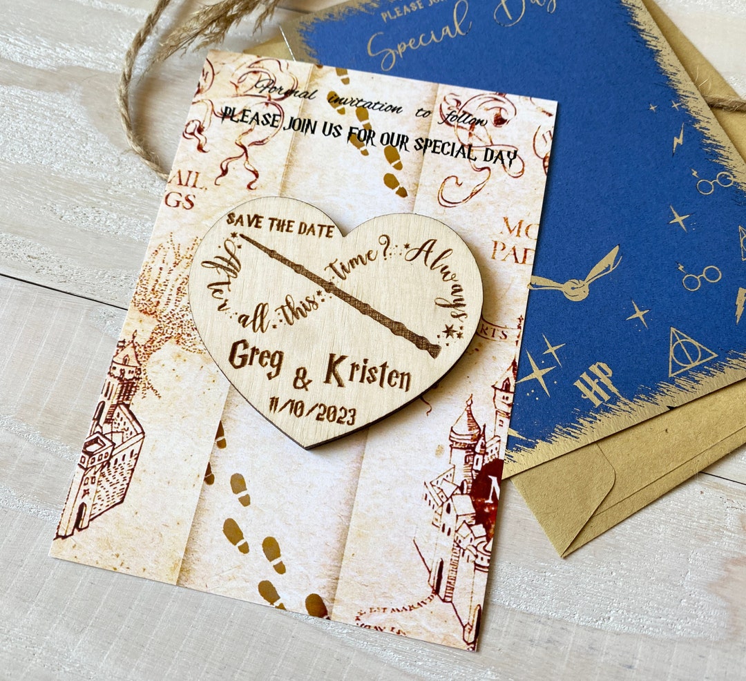 Personalisiertes Hochzeits-Save-the-Date – Graviertes Holz-Magnet-Set Mit Karten & Umschlägen, Rustikal