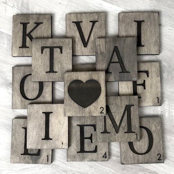 Wood Scrabble Tiles Wall Art Gallery Wall Decor Wooden Scrabble Letter Tiles Scrabble Wood Tiles Rustic Custom Letter Family Name Crossword