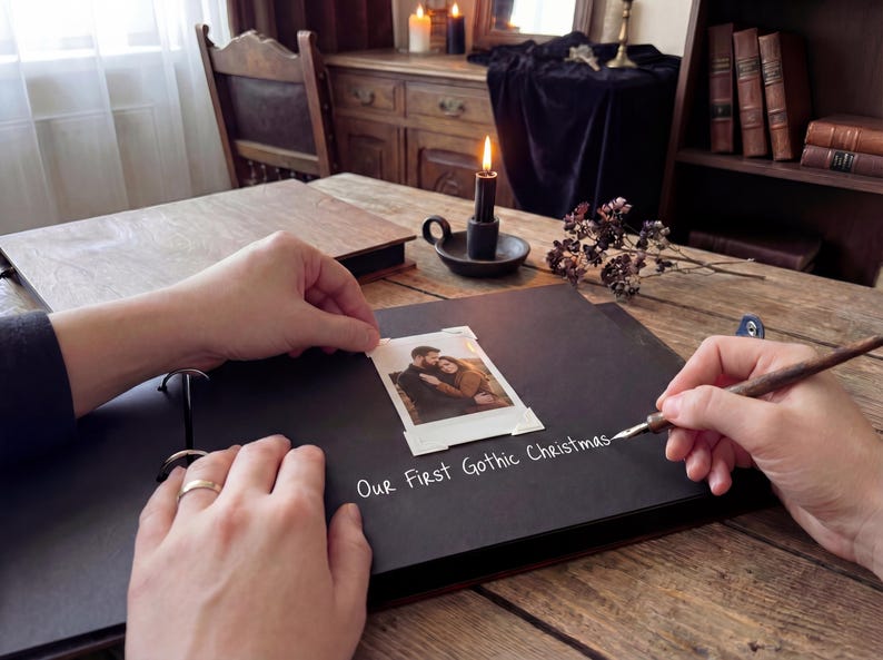 Gothic Wedding Guest Book: Personalized Wood Photo Album image 10