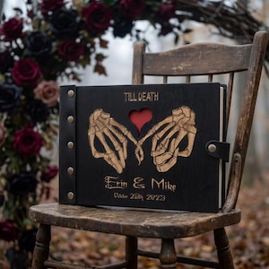 Skeleton Hands Goth Wedding Guest Book: Gothic Black romance wedding Photo Album