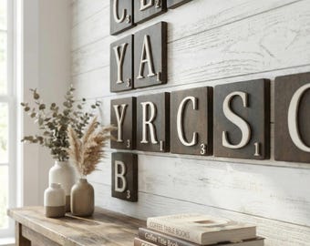 3D Wood Scrabble Scrabble Tiles Wall Art: Custom Family Name Decor Letters