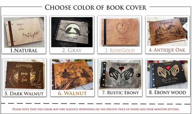 Gothic Wedding Guest Book: Personalized Wood Photo Album image 4