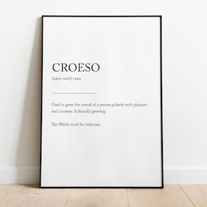 INSTANT DIGITAL DOWNLOAD - Croeso / Welcome Welsh Word Definition Print Minimalist Gift Keepsake Wales Home Decor Translation Cartref Newydd