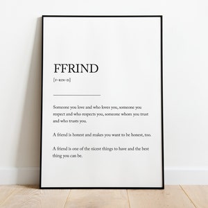 INSTANT DIGITAL DOWNLOAD - Ffrind Welsh Word Definition Print Minimalist Gift Keepsake Wales Decor Translation Newydd