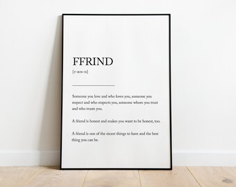 SOFORTIGER DIGITALER DOWNLOAD - Ffrind Welsh Wort Definition Druck Minimalistisches Geschenk Andenken Wales Dekor Übersetzung Newydd