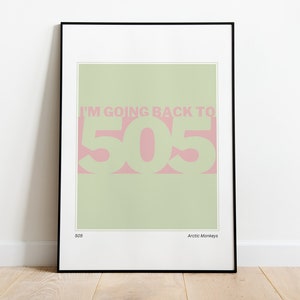 Arctic Monkeys '505' Lyrics Print - Pink and Green Home Decor (Digital Download)
