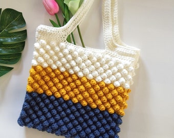 Tote bag crochet pattern / bag crochet pattern / handbag crochet pattern / bobble crochet pattern / PDF pattern - Instant download