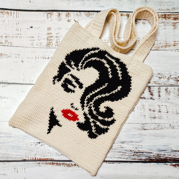 Crochet Bag Pattern / Crochet tote bag pattern / Marilyn Monroe tote bag crochet pattern / tote bag crochet pattern / ENGLISH / PDF