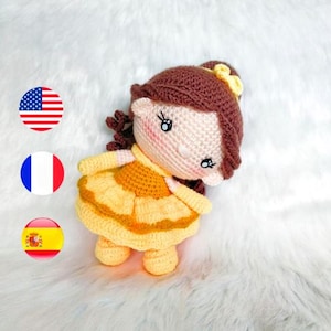Crochet doll pattern / amigurumi doll pattern / princess crochet pattern / princess amigurumi pattern / ENGLISH / SPANISH / FRENCH