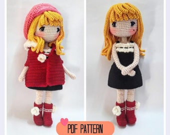 Crochet doll pattern / amigurumi doll pattern - Carol (SET B)
