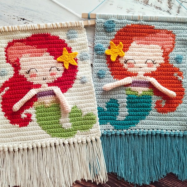 Crochet pattern / Wall Hanging Crochet Pattern / Nursery Crochet Pattern / Mermaid wall hanging crochet pattern / Instant Download / PDF