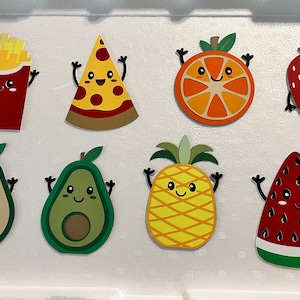 découpes alimentaires, lot de 8, fruits, pizza, frites