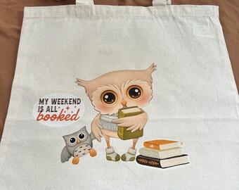 My weekend is all booked. Owl book bag ready for your next treasure hunt. Calling all book lovers!!! You can never have enough books!!!