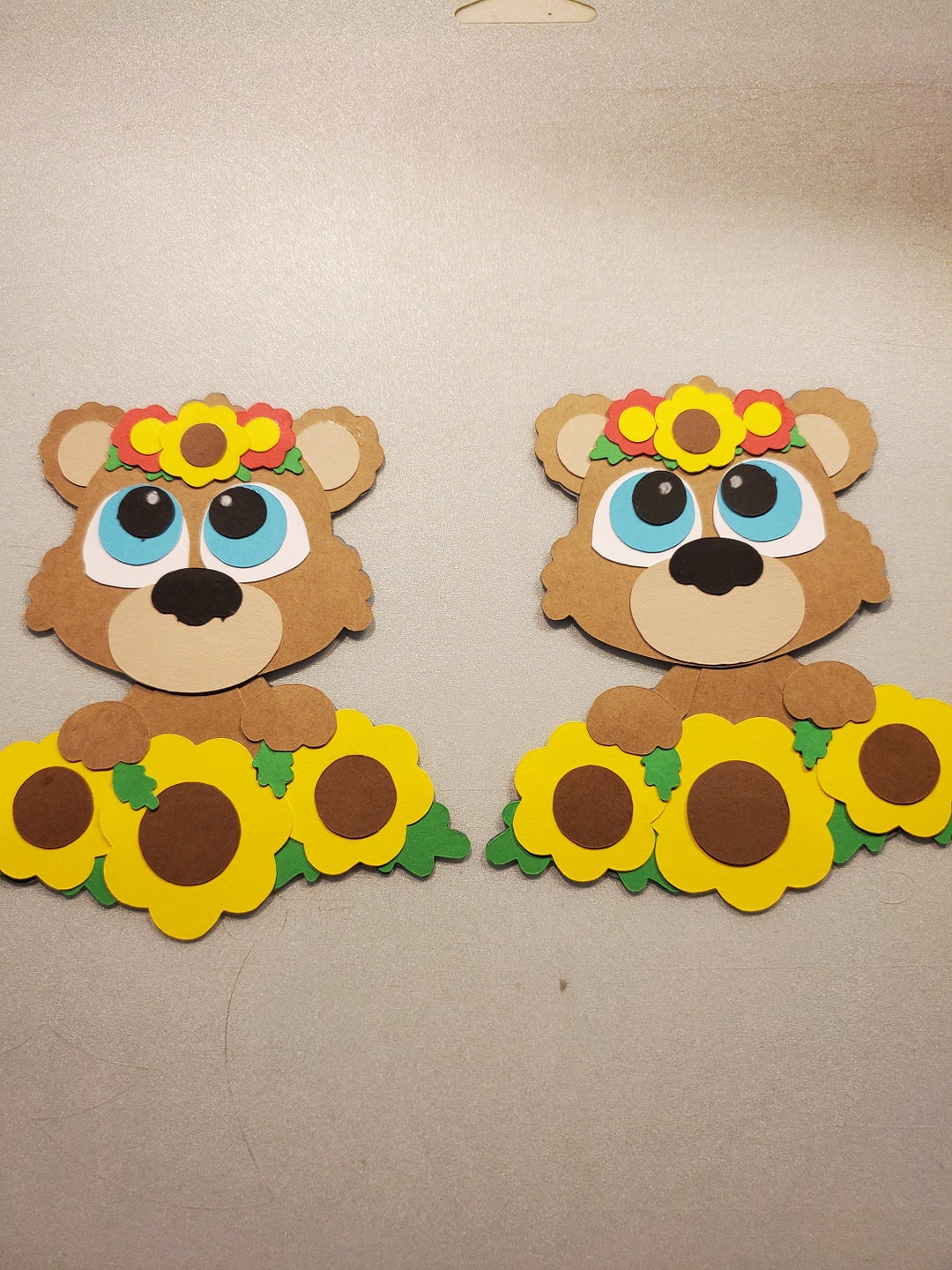 Sunflower Bear Die Cut, Set of 2 - Etsy