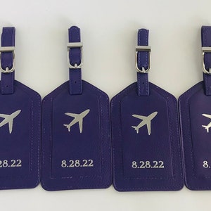 Personalized Leather Luggage tags, Monogrammed tags, Bridesmaids Gift, Groomsmen Gift, Destination Wedding Gift, Travel Gifts, Party Favors