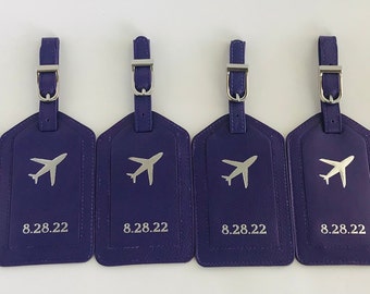 Personalized Leather Luggage tags, Monogrammed tags, Bridesmaids Gift, Groomsmen Gift, Destination Wedding Gift, Travel Gifts, Party Favors