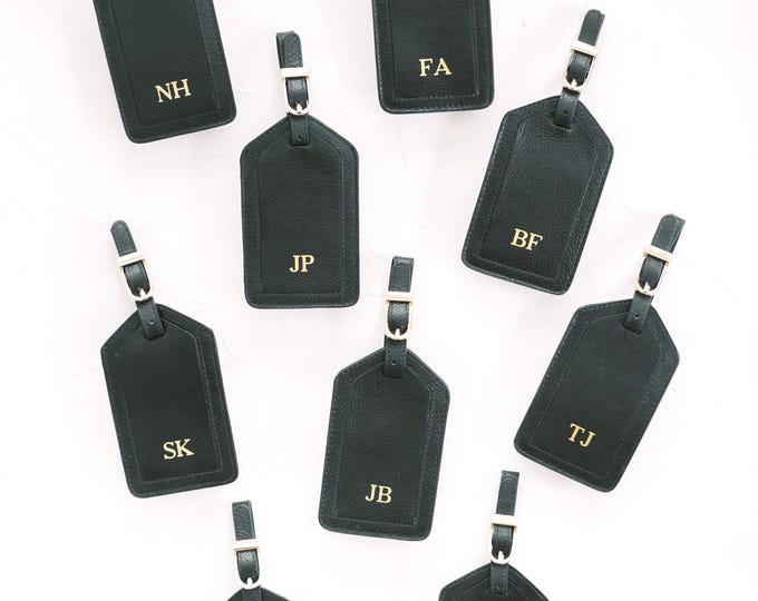 Personalized Leather Luggage Tag: Bulk Order Tags, RFID Travel Gift, Company Logo, Monogrammed Gift, Bridesmaids Gift