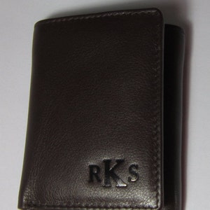Cartera triple RFID con monograma, regalo para padrinos de boda, regalo de aniversario, cartera personalizada para hombre, cartera de cuero a medida, cartera de cuero