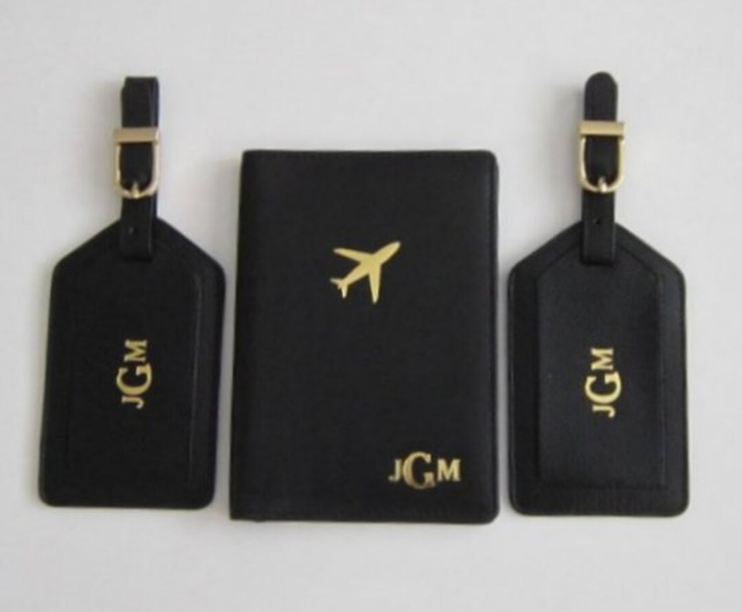 Monogrammed Personalized RFID Passport Wallet and Luggage Tag