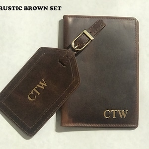 Portefeuille et étiquette de bagage personnalisés avec monogramme RFID, portefeuilles de voyage avec monogramme, cadeau de voyage, cadeau d'anniversaire. Cadeau garçon d'honneur